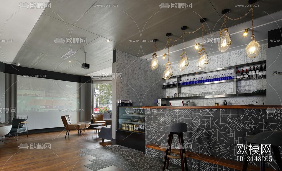 高级灰酒店民宿效果图下载(渲染图6)