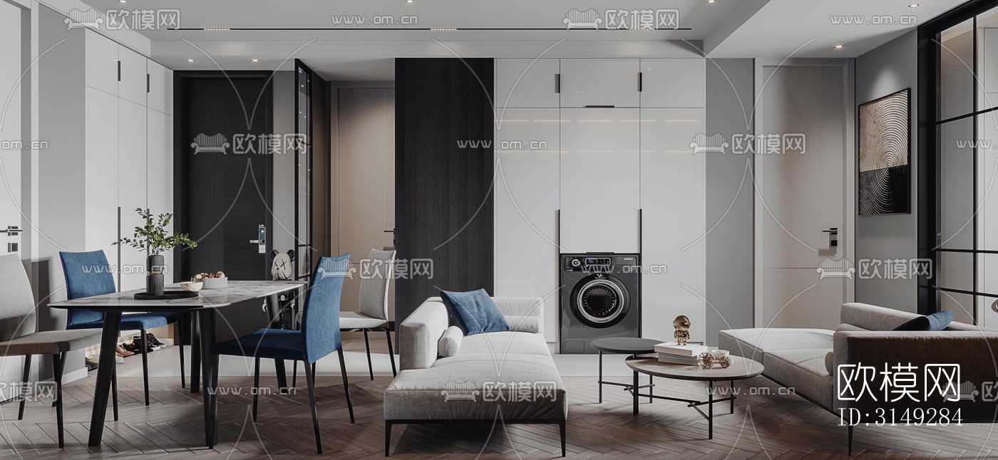 现代平层效果图下载（渲染图2）