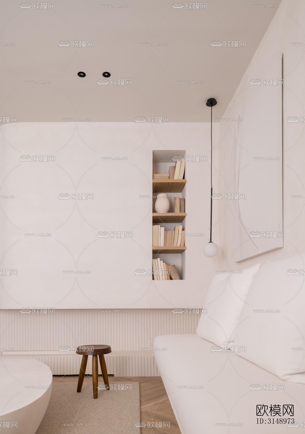 奶油风平层效果图下载（渲染图6）