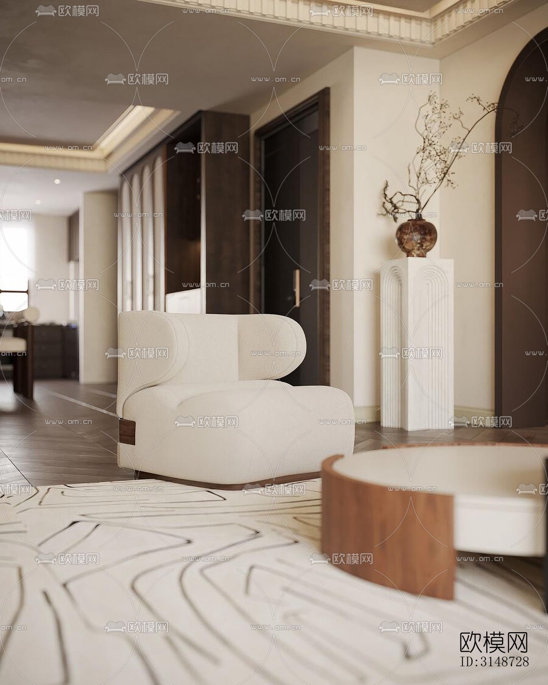 中古风平层效果图下载（渲染图9）