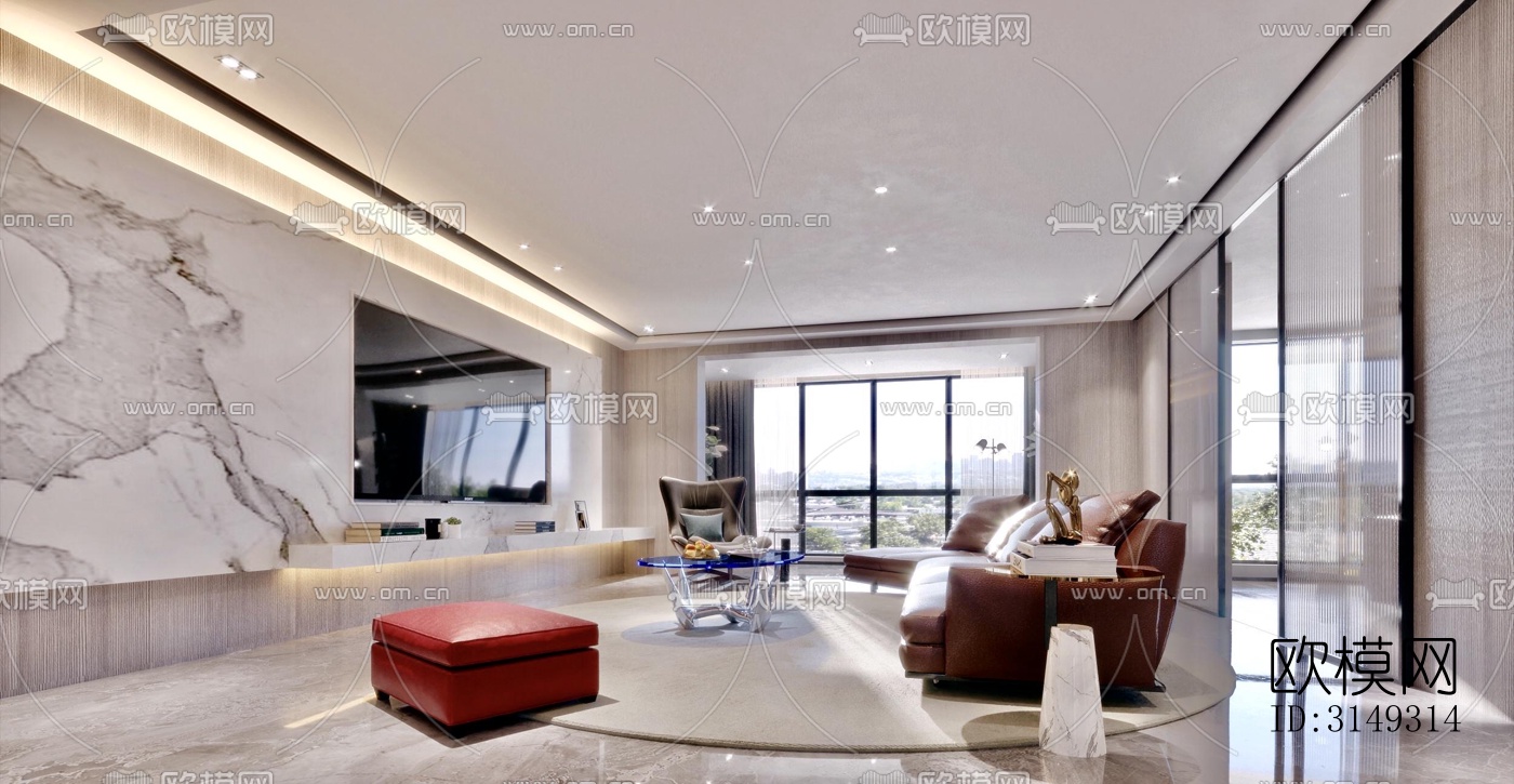 现代平层效果图下载（渲染图8）