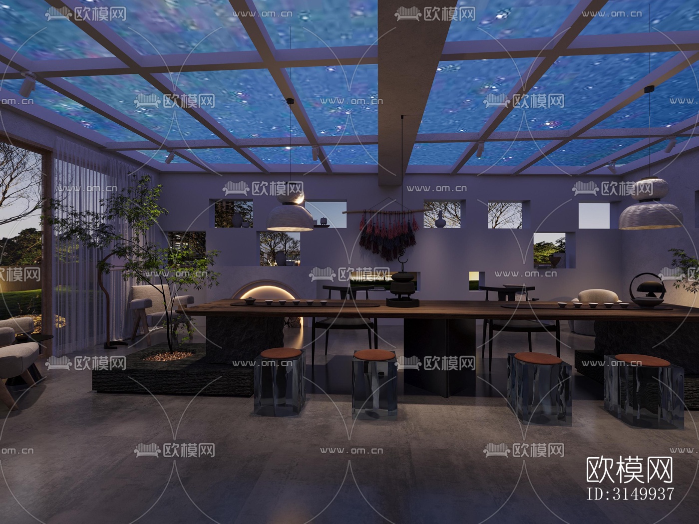 现代火锅烤肉效果图下载（渲染图3）