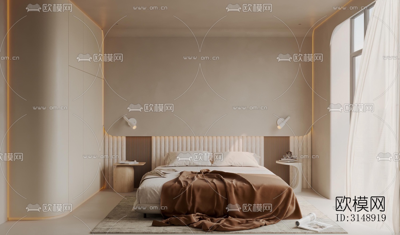 奶油风平层效果图下载（渲染图5）