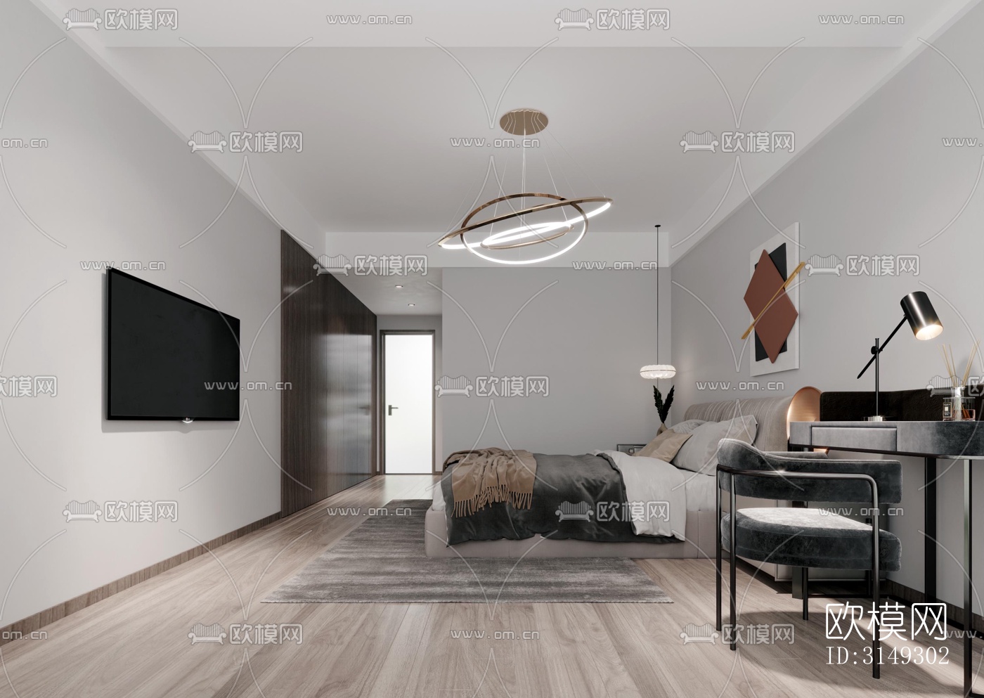 现代平层效果图下载（渲染图15）