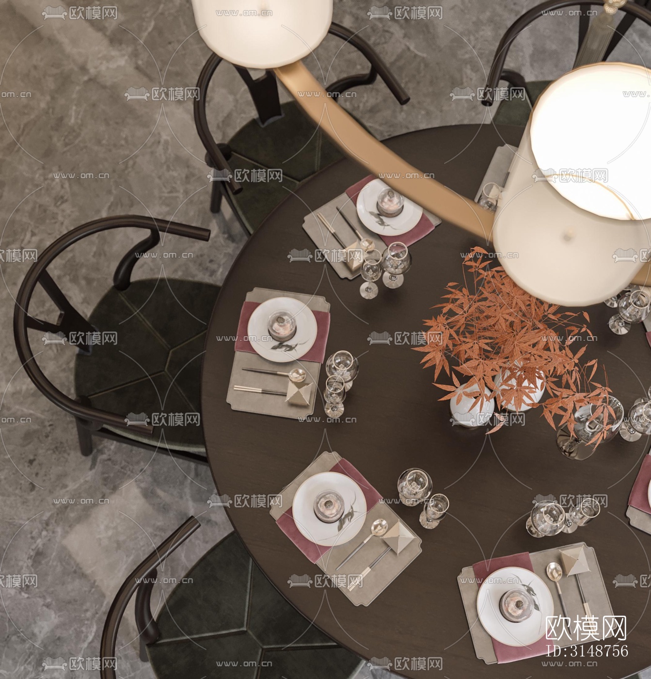 中式平层效果图下载（渲染图9）