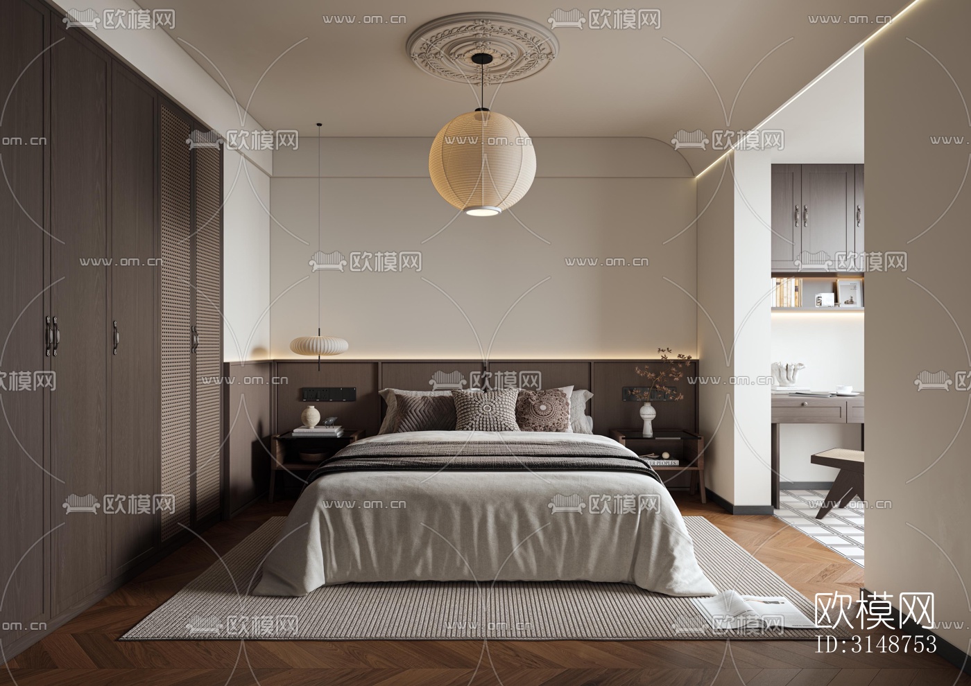 中古风平层效果图下载（渲染图5）