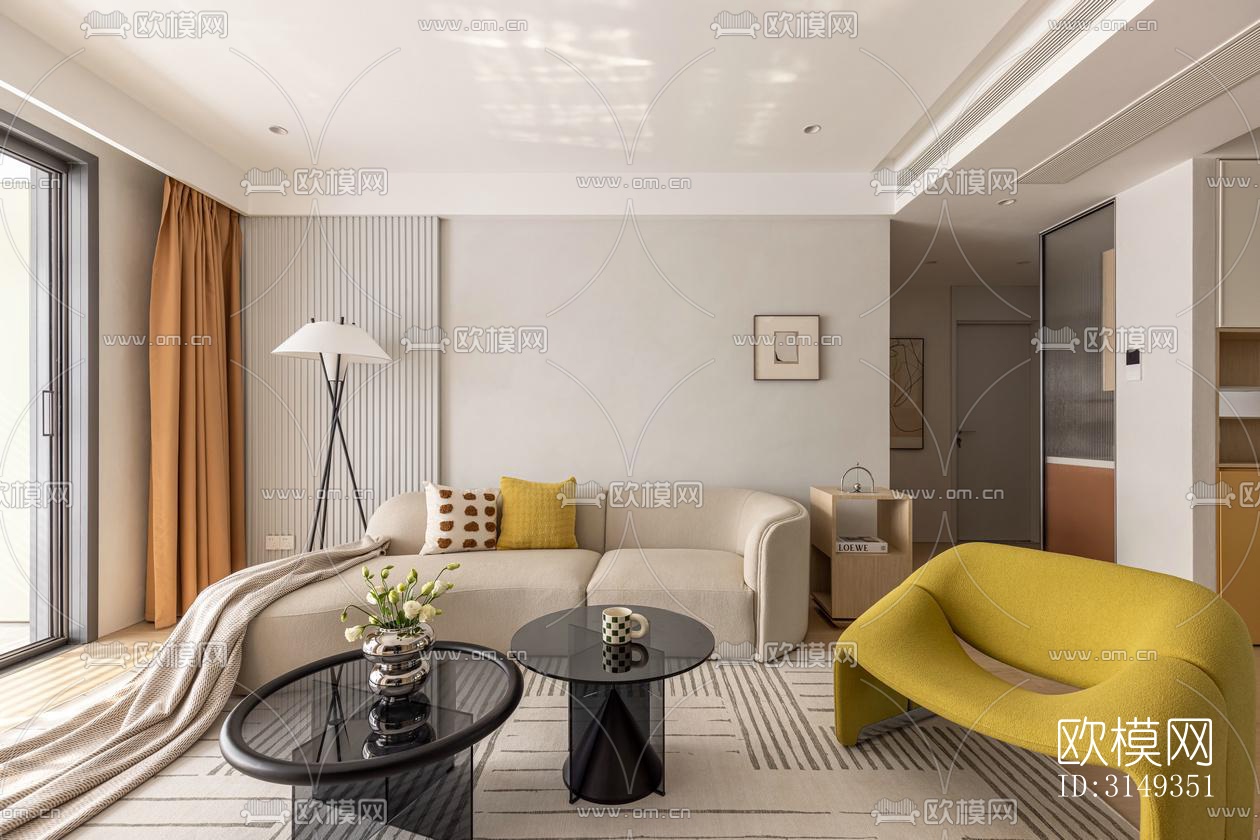 现代平层效果图下载（渲染图2）