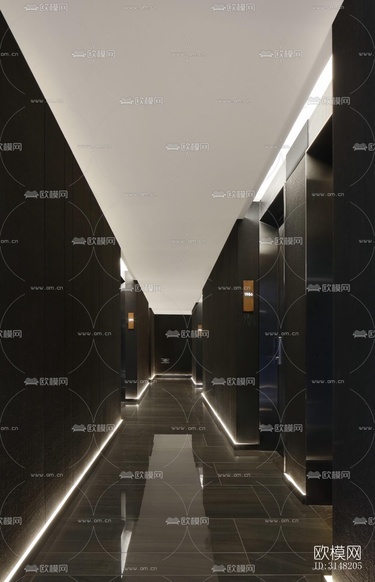 高级灰酒店民宿效果图下载(渲染图3)