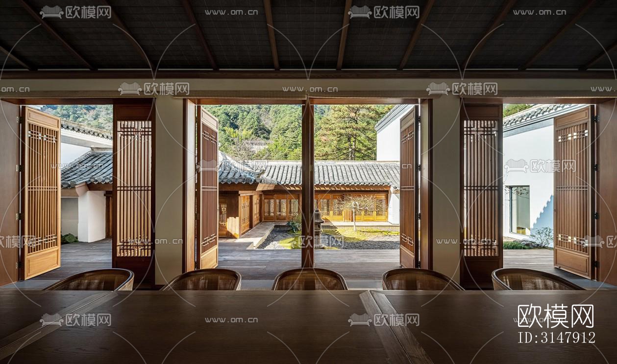 中式酒店民宿效果图下载（渲染图1）