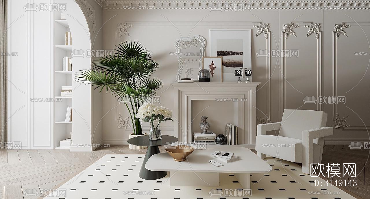 法式平层效果图下载（渲染图2）