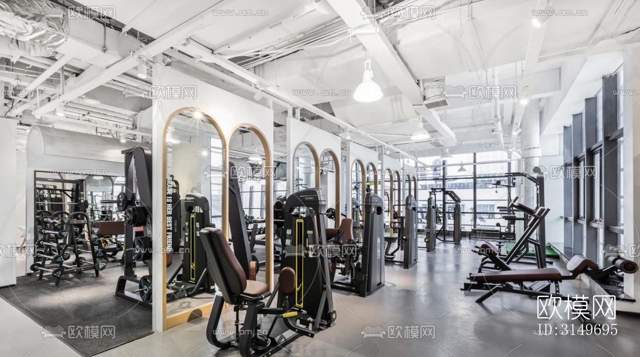 现代健身房效果图下载（渲染图2）
