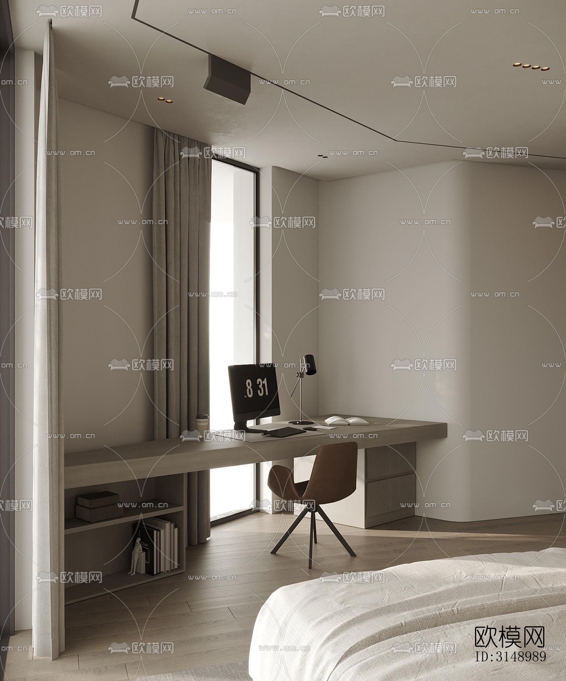 奶油风平层效果图下载（渲染图15）