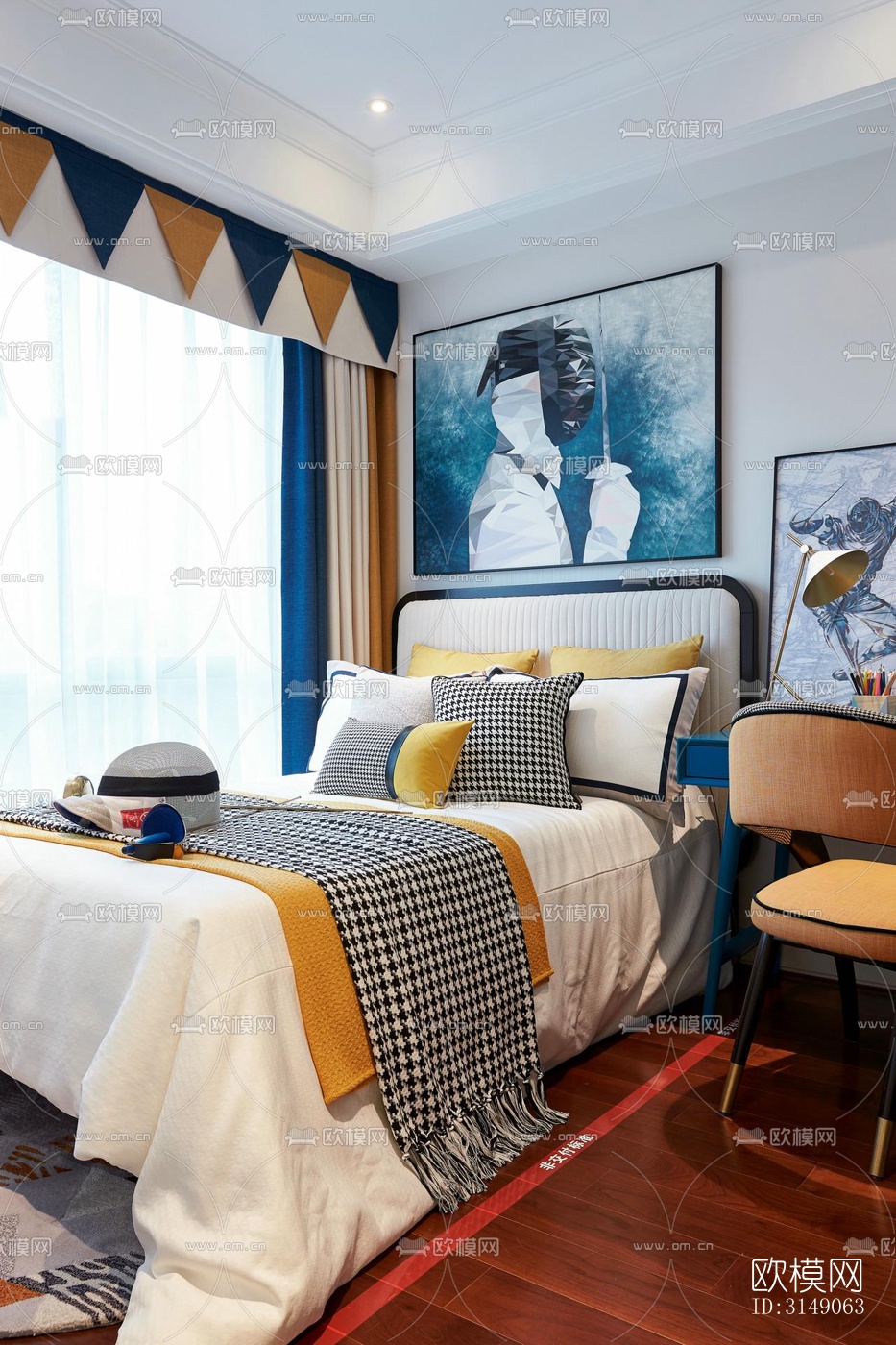 欧式平层效果图下载（渲染图13）