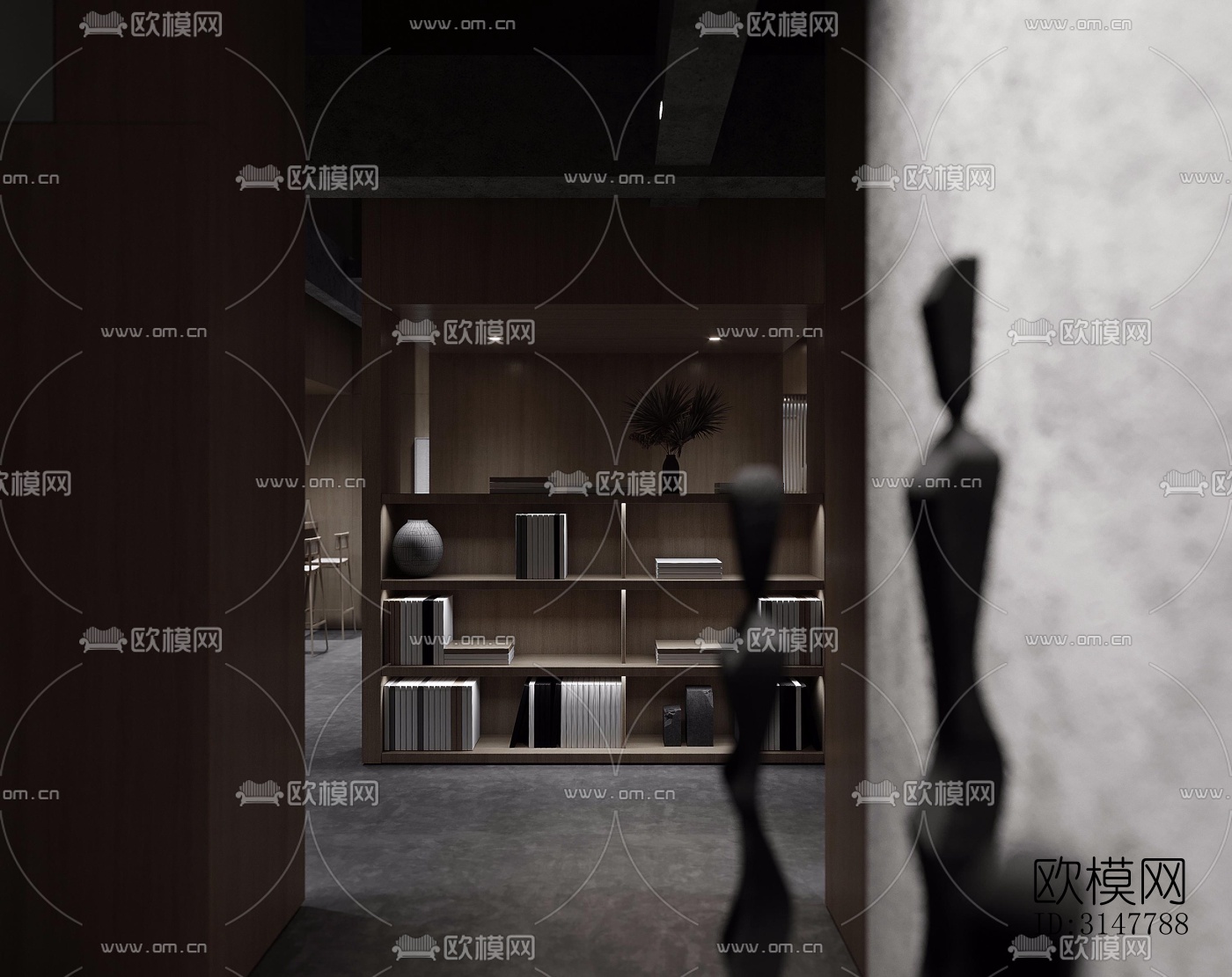 高级灰图书馆效果图下载（渲染图14）