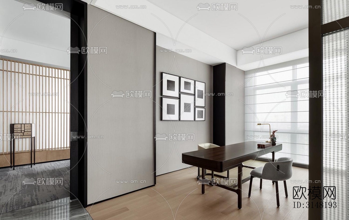 高级灰酒店民宿效果图下载（渲染图2）