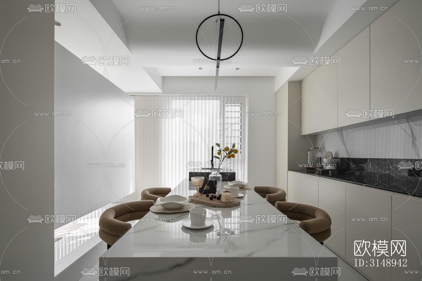 奶油风平层效果图下载（渲染图10）