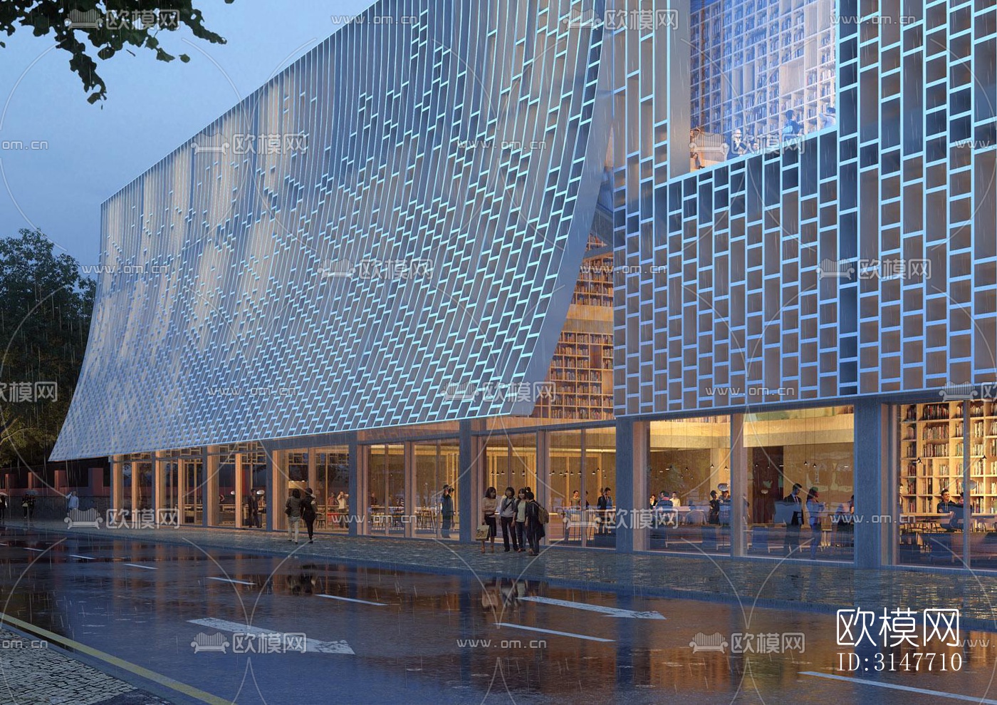 现代图书馆效果图下载（渲染图6）