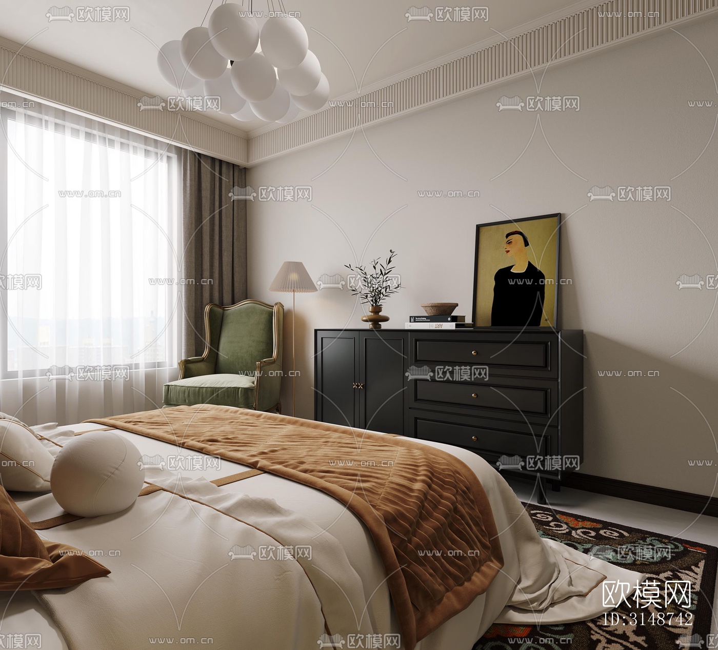 中古风平层效果图下载（渲染图6）