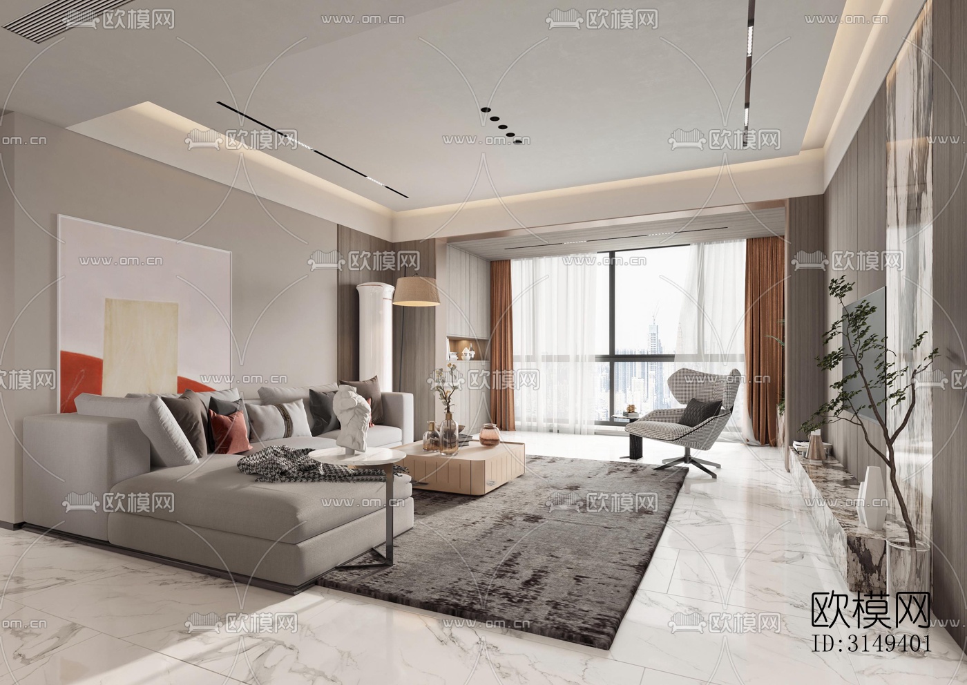 现代平层效果图下载（渲染图7）