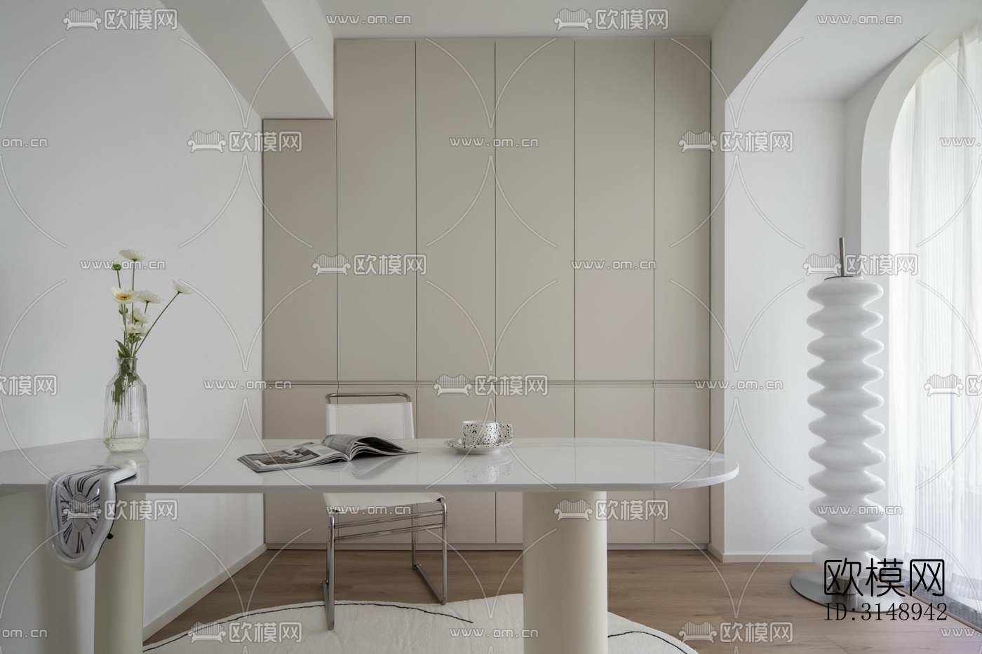 奶油风平层效果图下载（渲染图20）