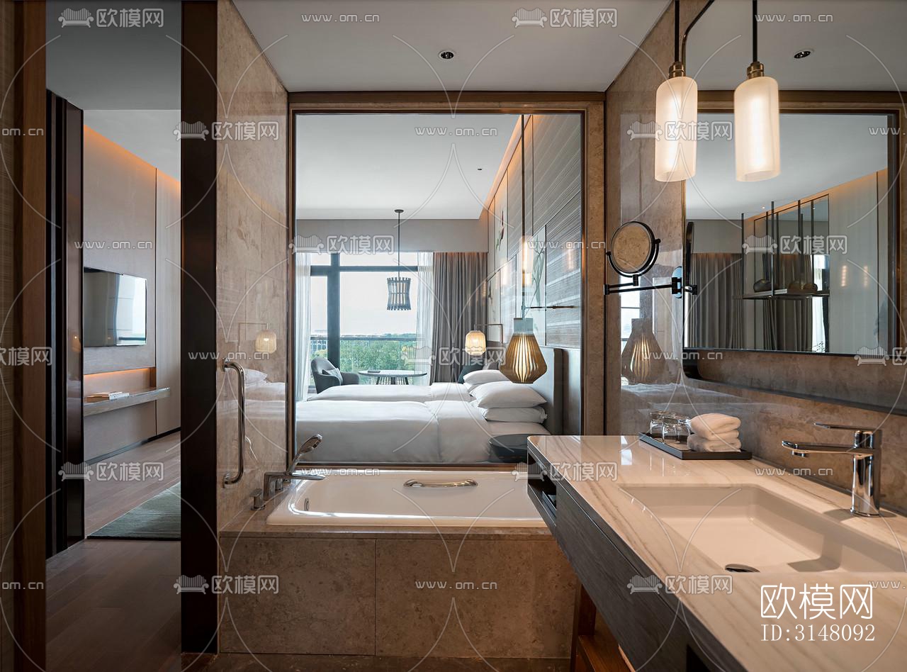 现代酒店民宿效果图下载（渲染图15）