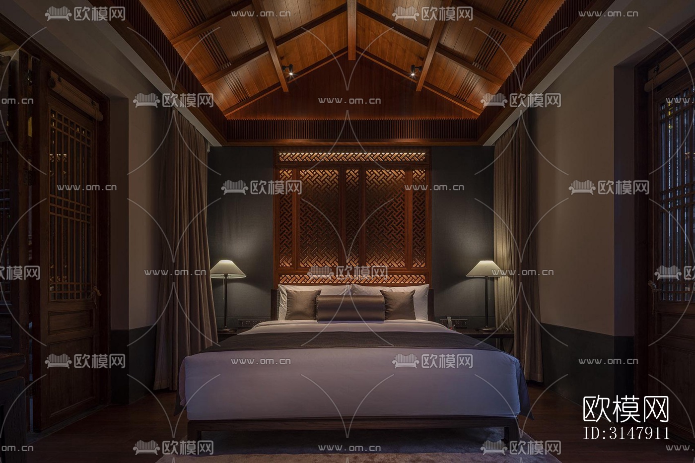 中式酒店民宿效果图下载（渲染图14）