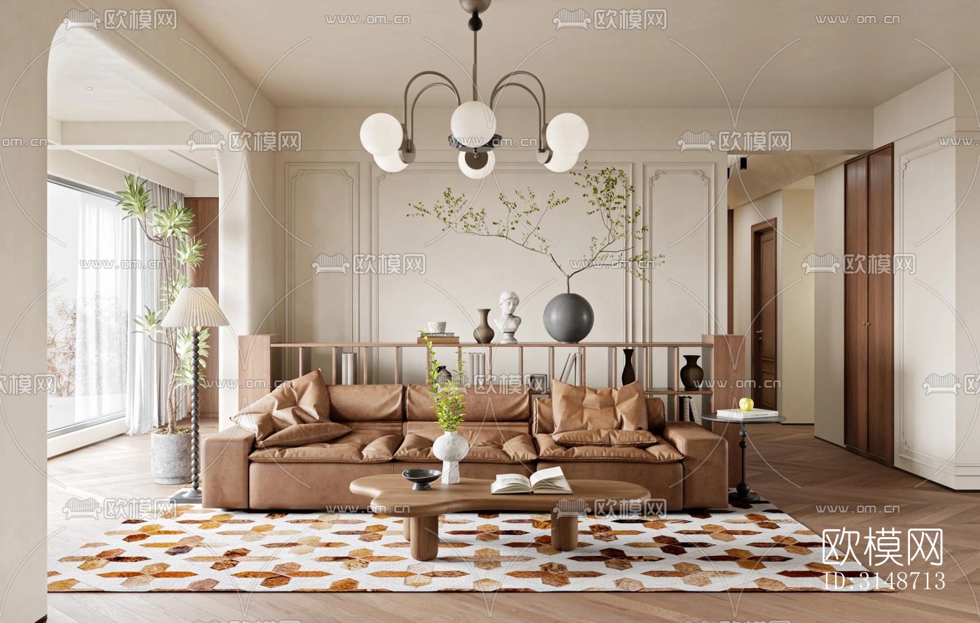 中古风平层效果图下载（渲染图1）