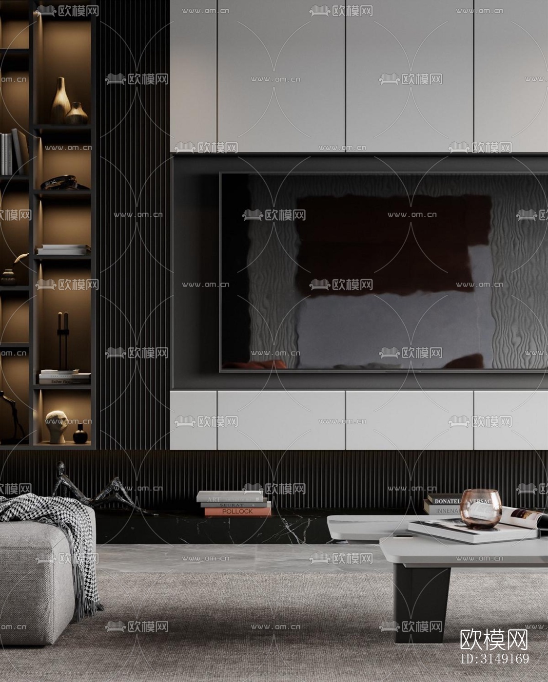 现代平层效果图下载（渲染图4）