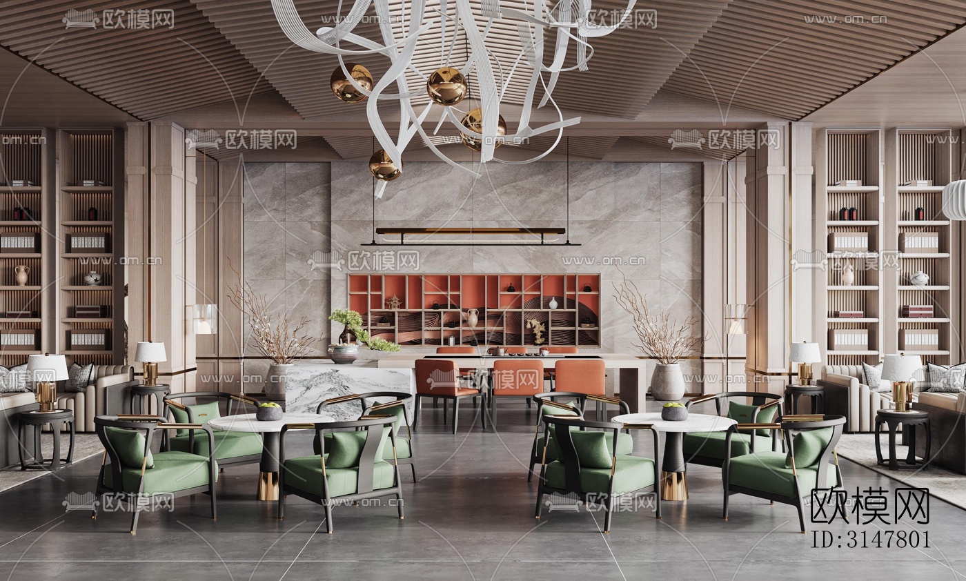 新中式售楼处效果图下载（渲染图2）