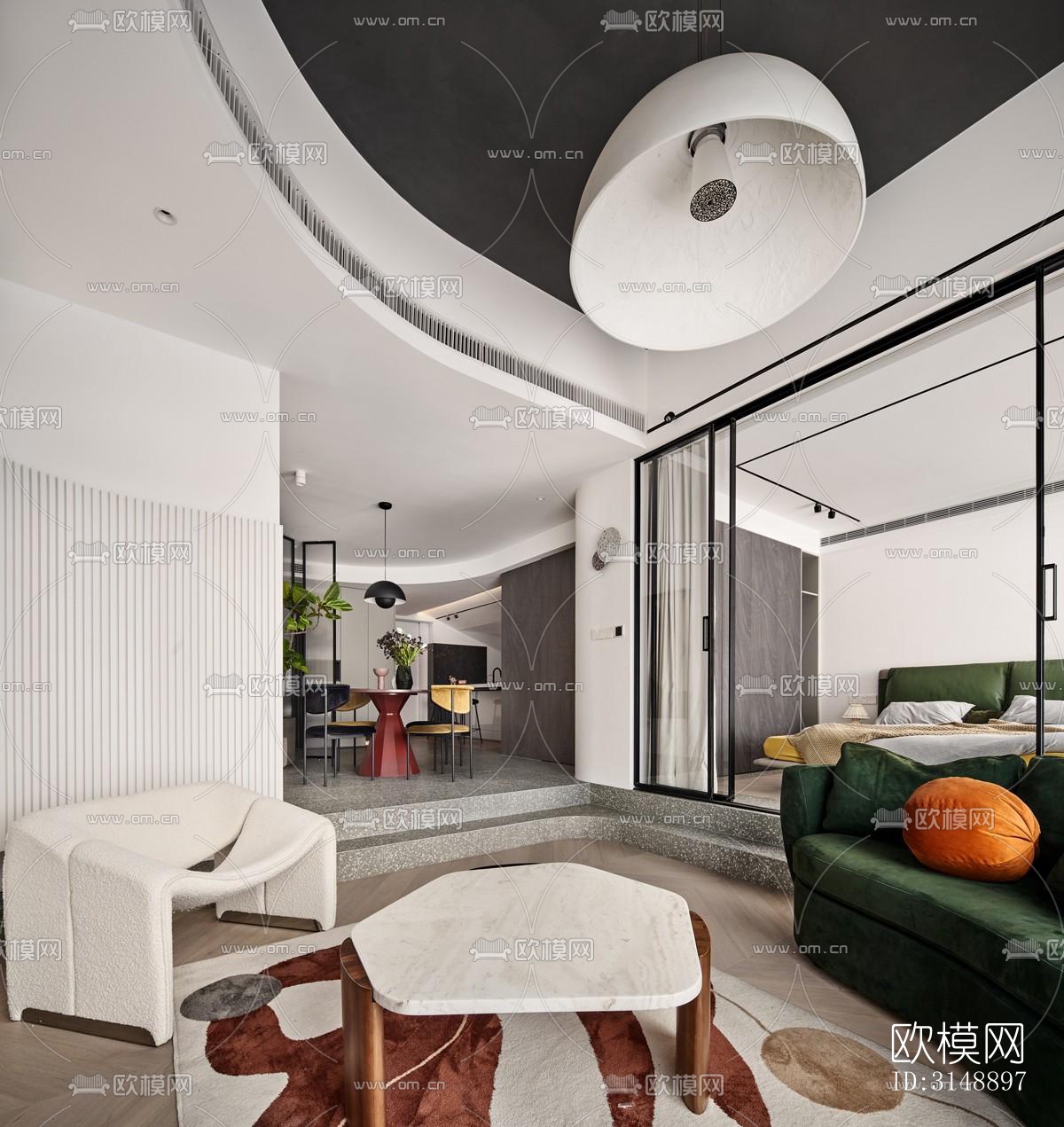 后现代平层效果图下载（渲染图2）