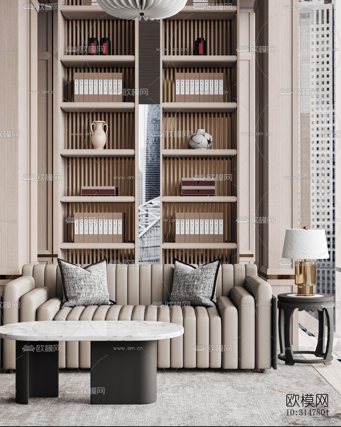 新中式售楼处效果图下载（渲染图1）