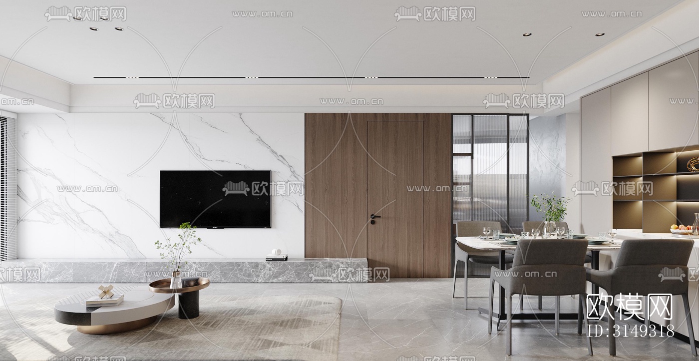 现代平层效果图下载（渲染图5）