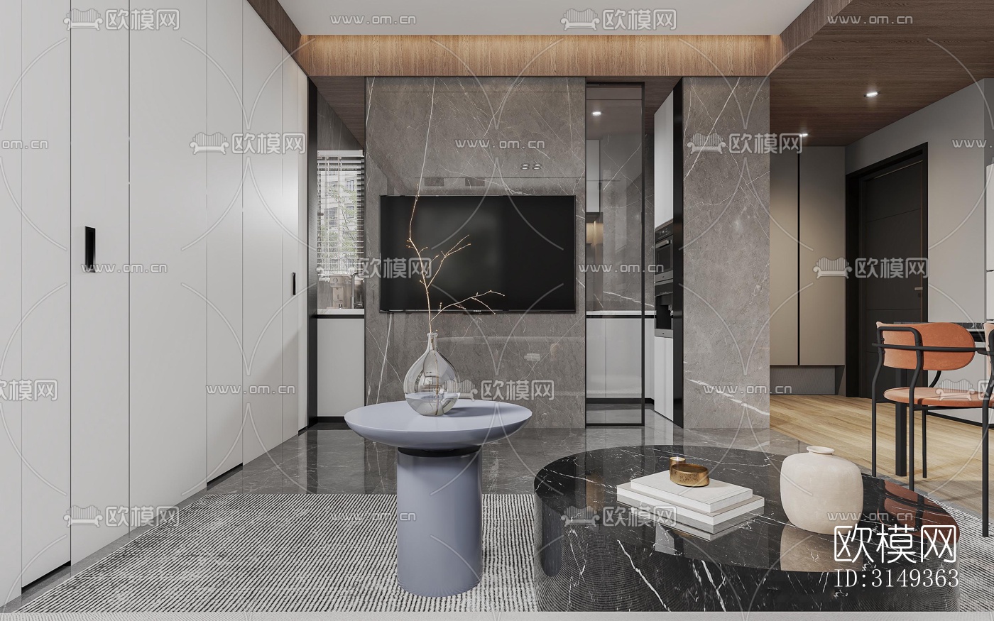 现代平层效果图下载（渲染图4）