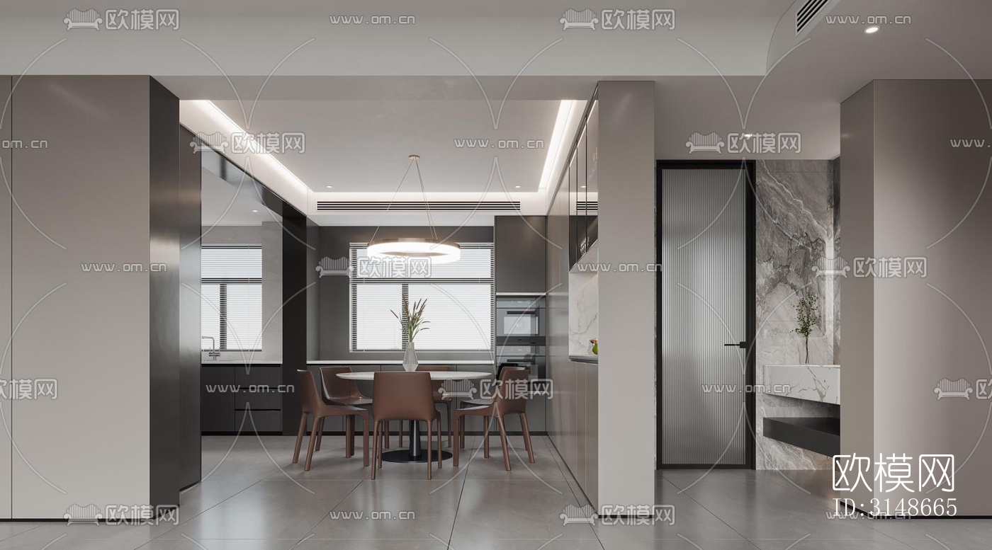 现代大平层效果图下载（渲染图5）