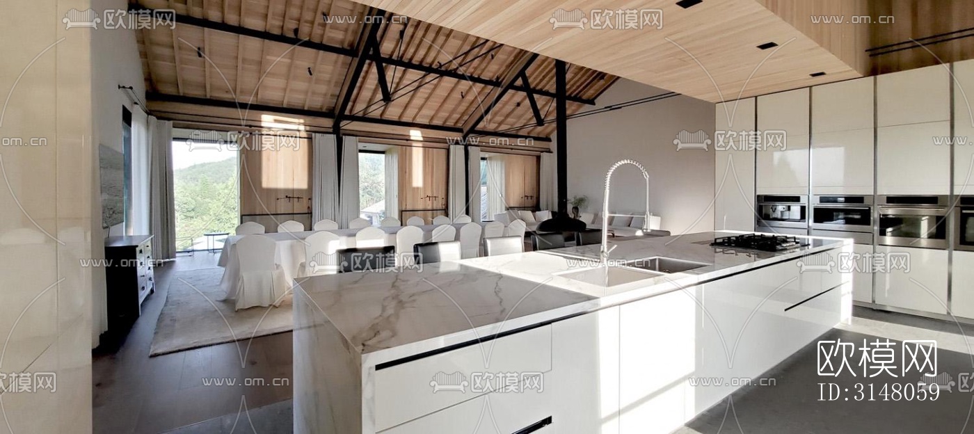 现代酒店民宿效果图下载（渲染图2）