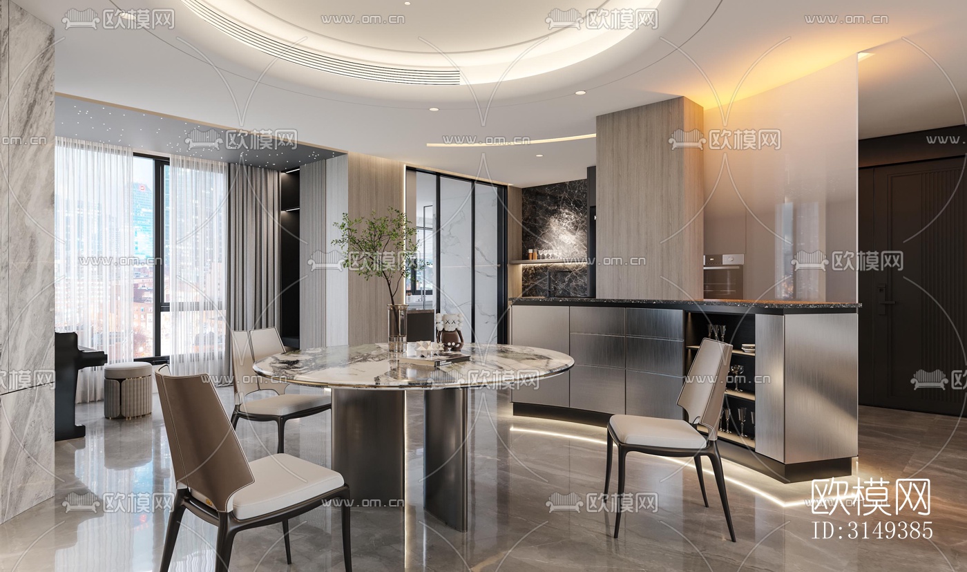 现代平层效果图下载（渲染图7）