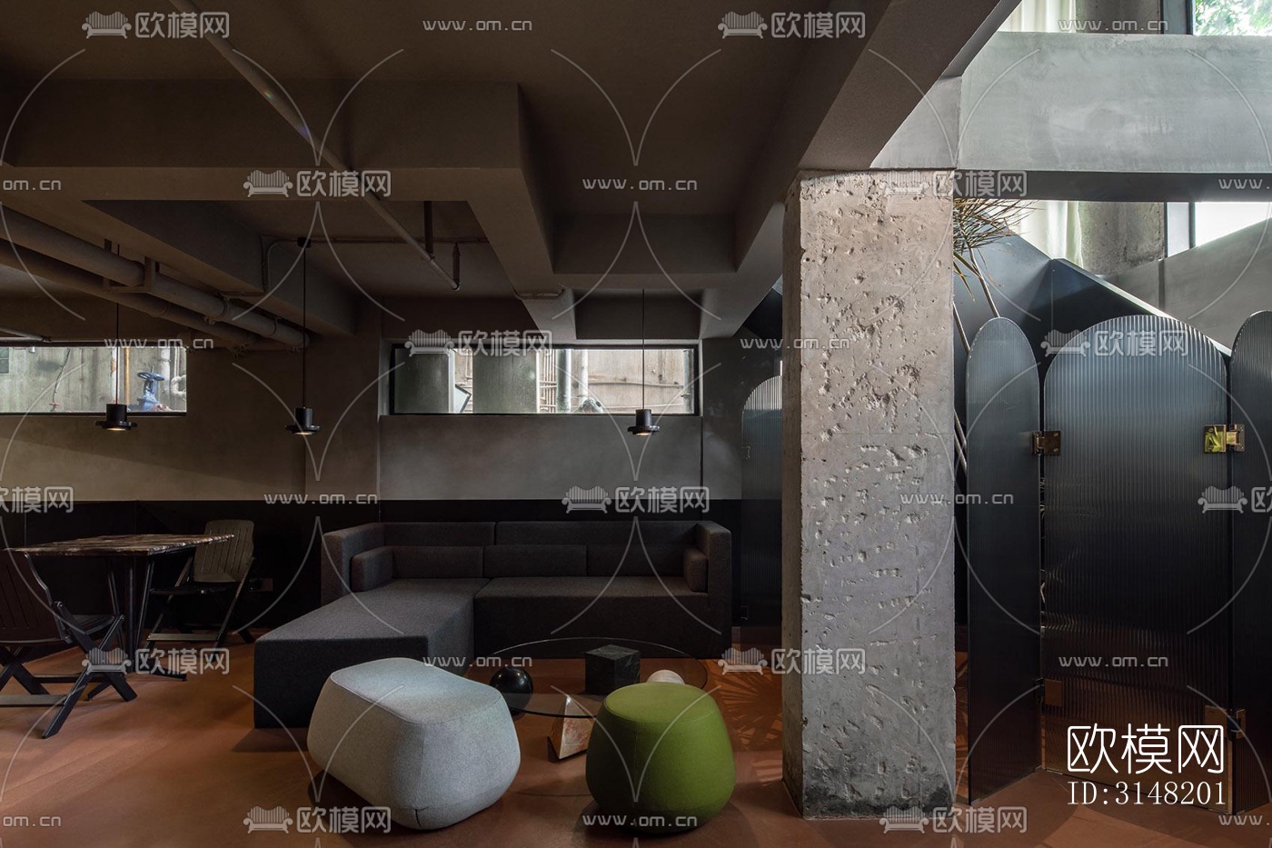 高级灰酒店民宿效果图下载（渲染图7）