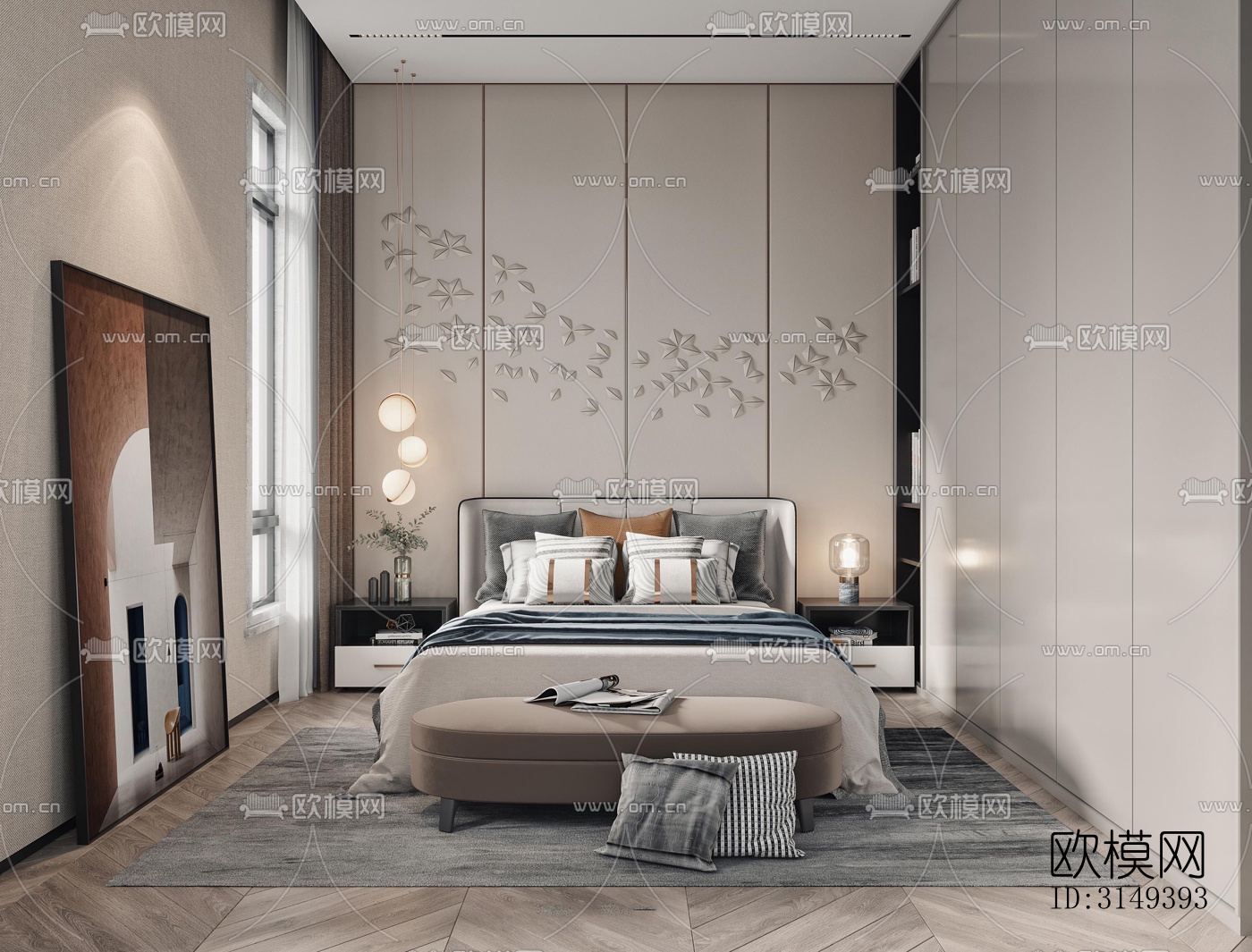 现代平层效果图下载（渲染图10）