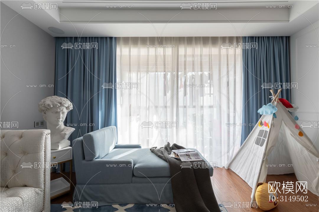 美式平层效果图下载（渲染图4）