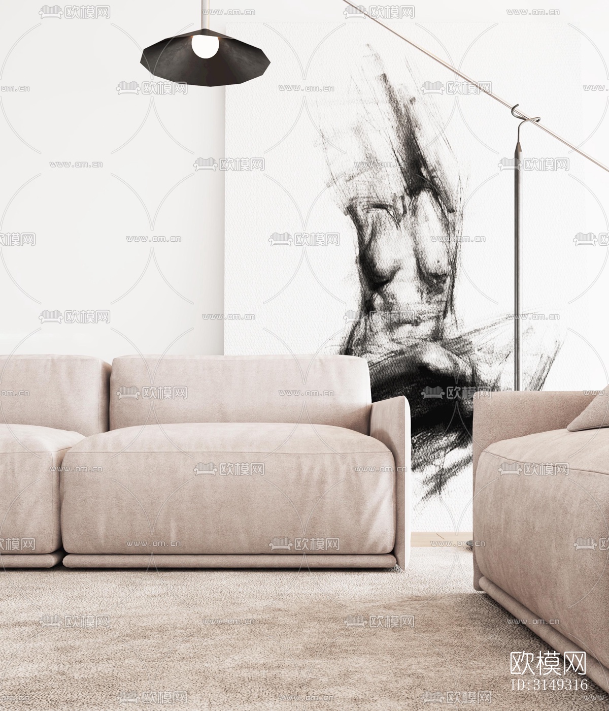 现代平层效果图下载（渲染图1）