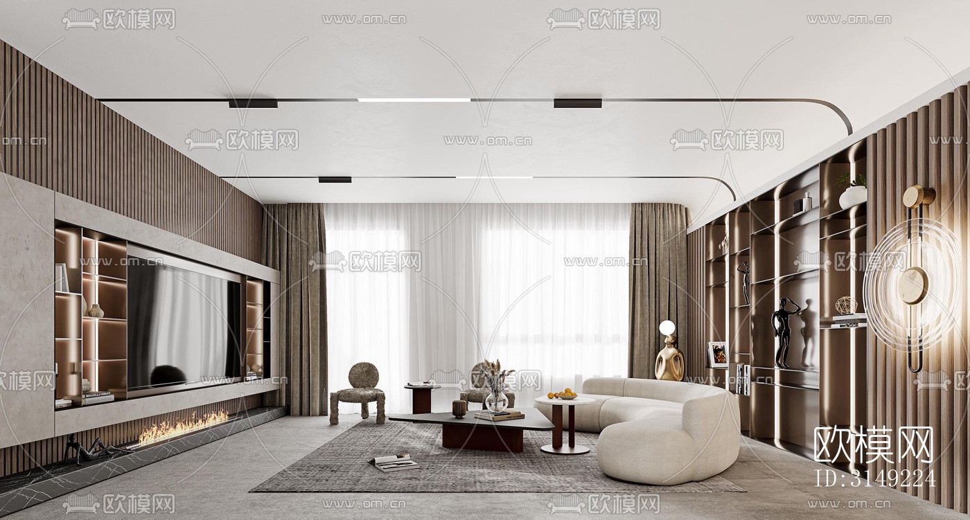 现代平层效果图下载（渲染图7）