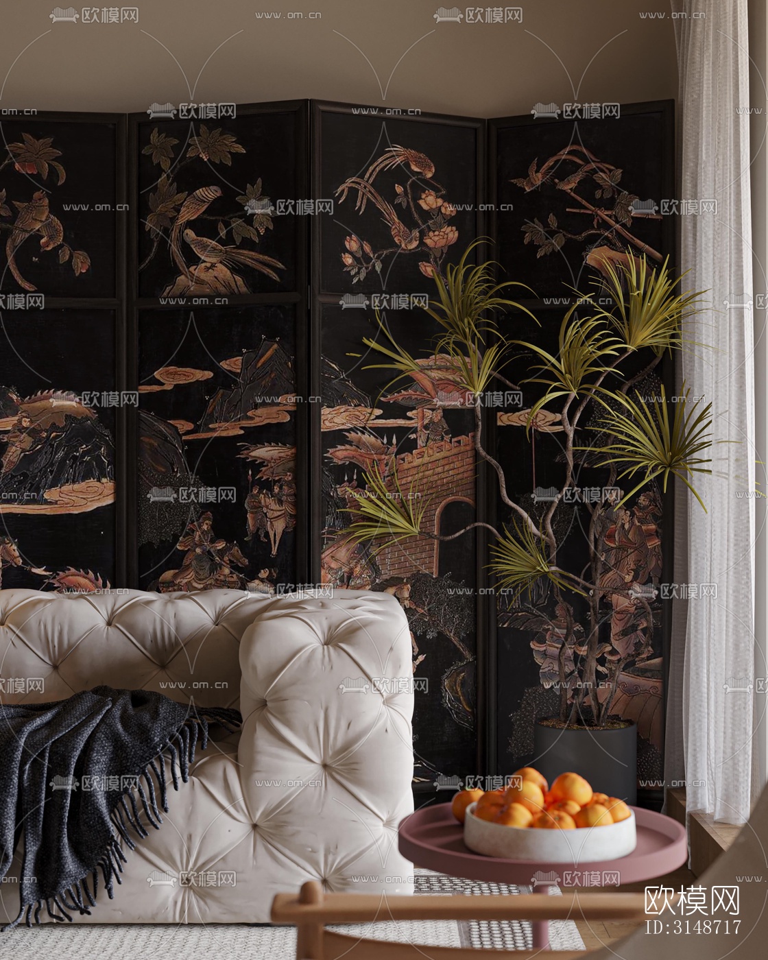 中古风平层效果图下载（渲染图12）