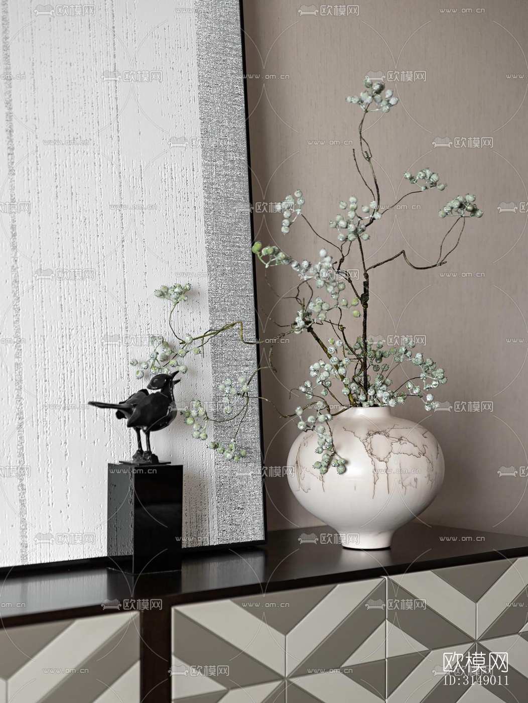 新中式平层效果图下载（渲染图9）