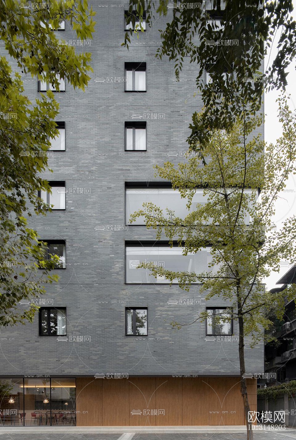 高级灰酒店民宿效果图下载（渲染图1）