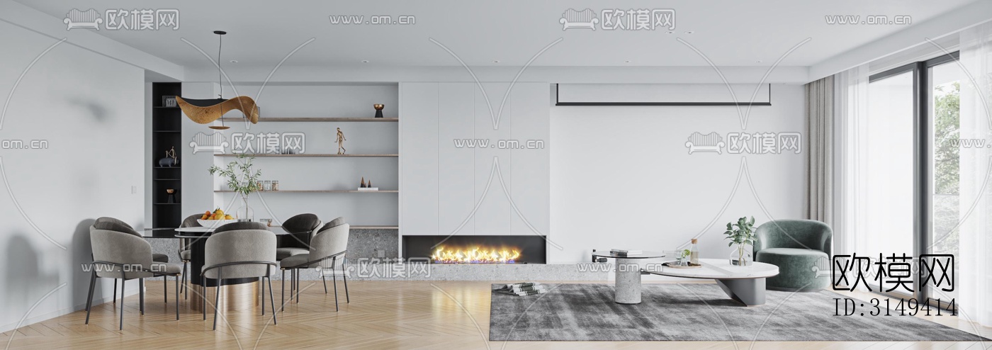 现代平层效果图下载（渲染图8）