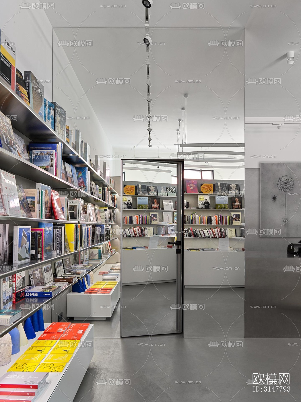 高级灰图书馆效果图下载（渲染图7）