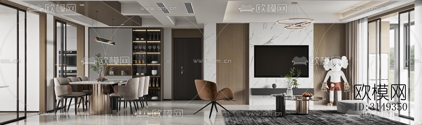 现代平层效果图下载（渲染图5）