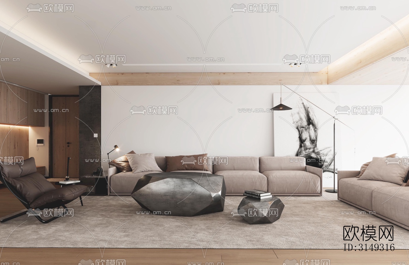 现代平层效果图下载（渲染图2）