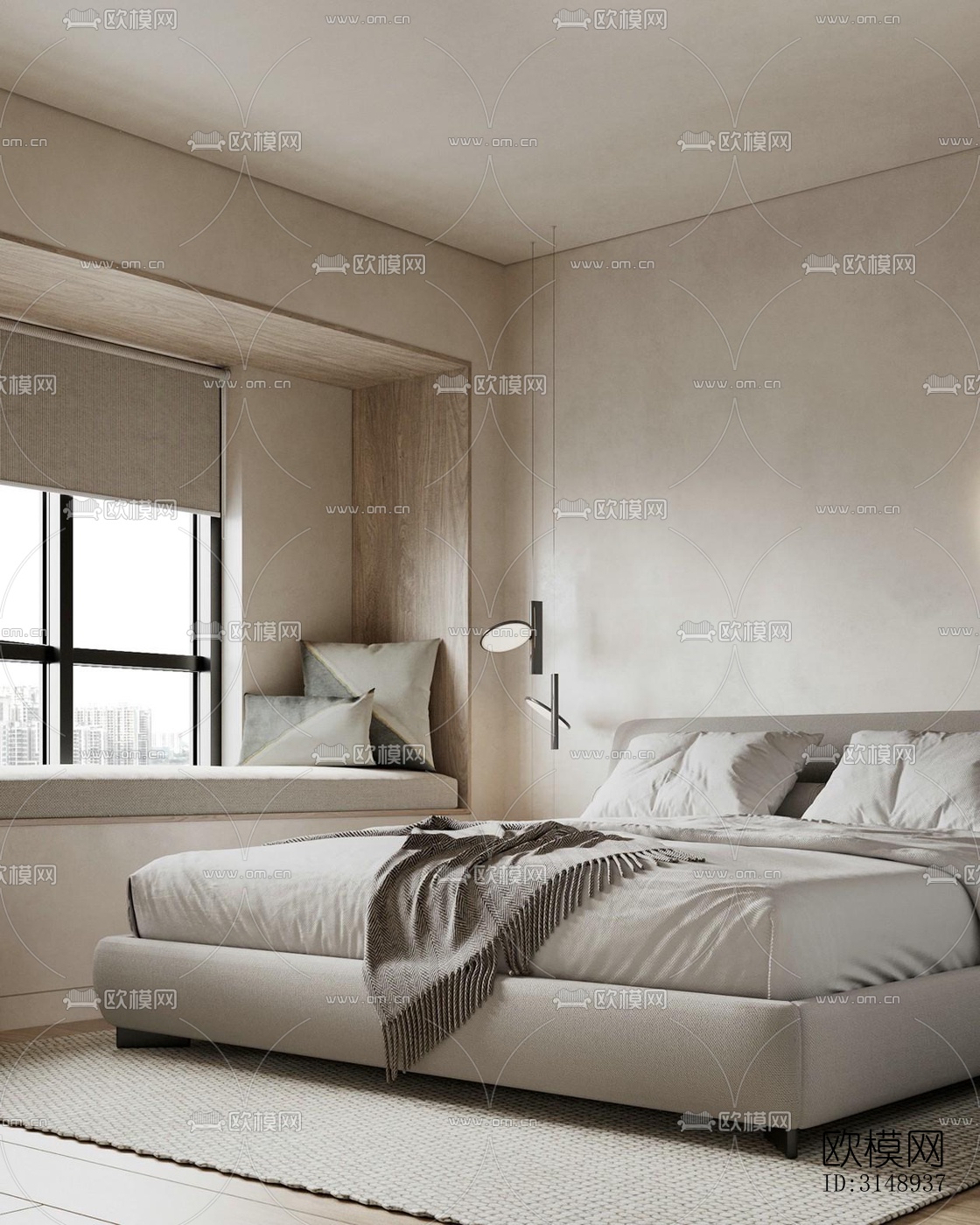 奶油风平层效果图下载（渲染图12）