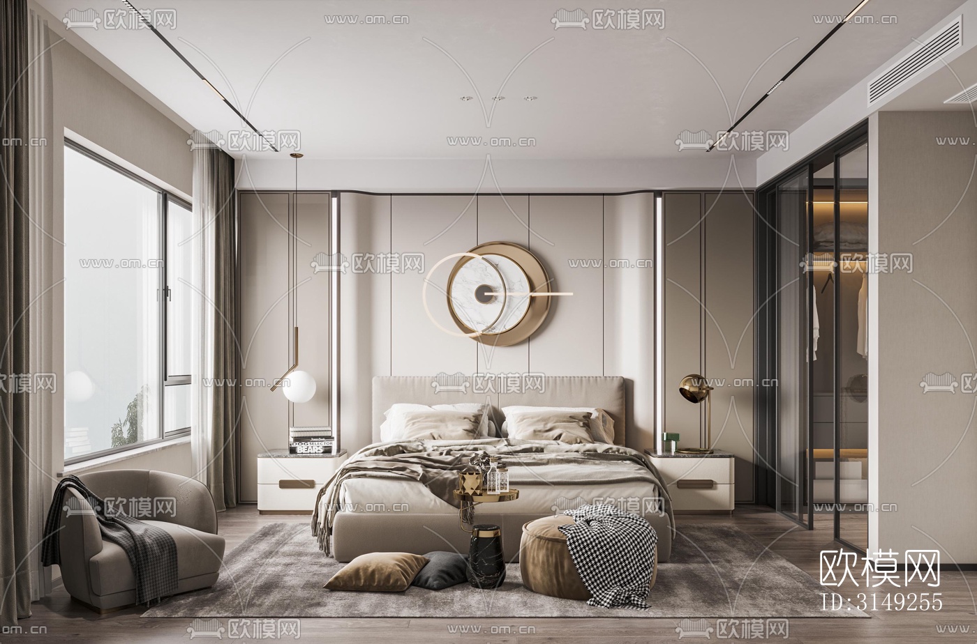 现代平层效果图下载（渲染图14）